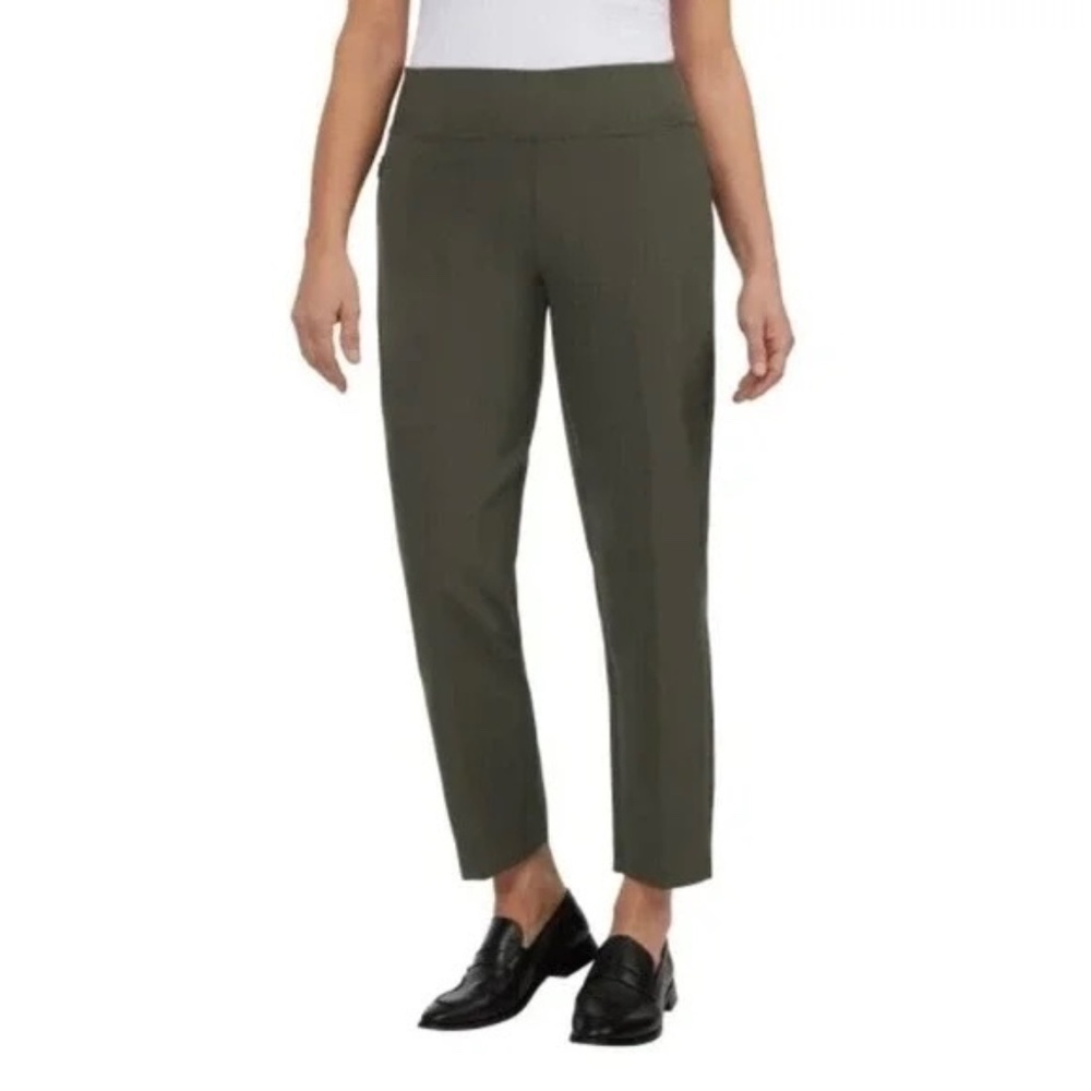 Kirkland Signature Ladies' Pull-On Ankle Pants, Side Zip Pockets Green Large NWT